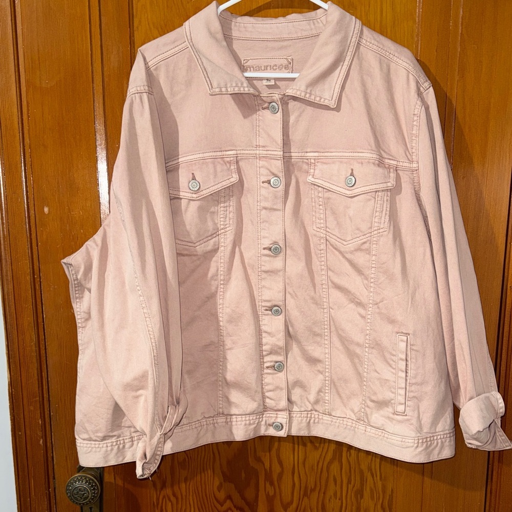 Maurices Beige Jean Jacket with Faith Graphic - Picture 3 of 5
